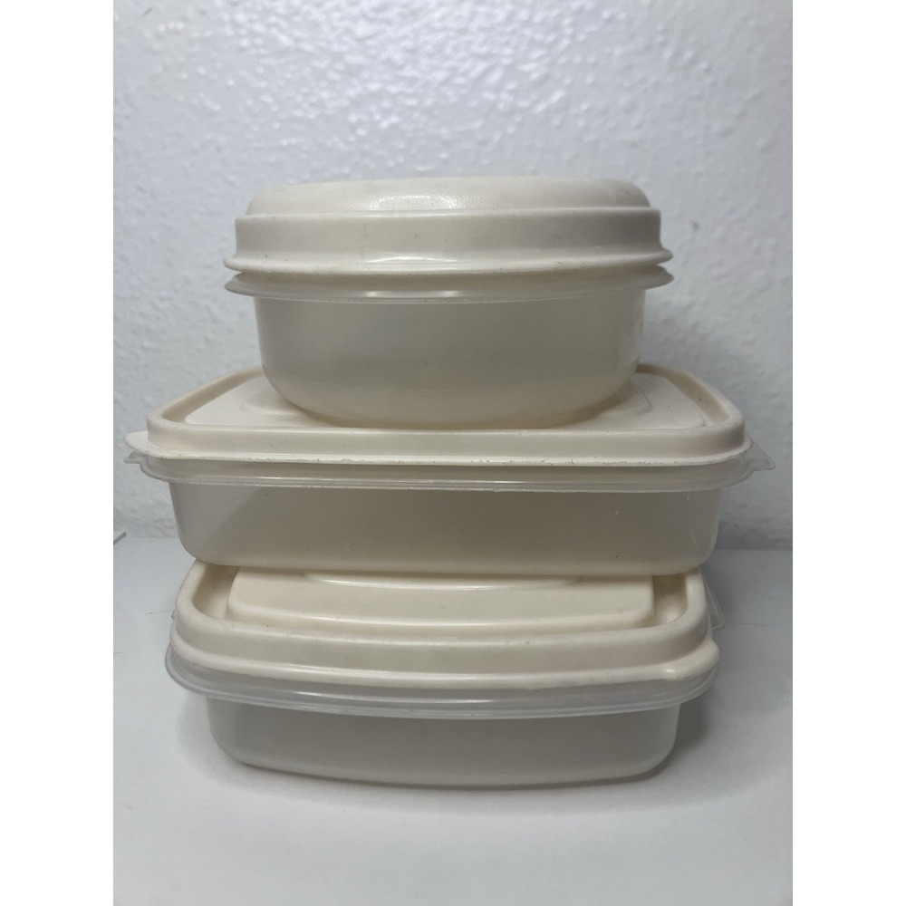 3 Vtg Rubbermaid Servin Saver #1 14oz #10 12oz #1 2cups Storage Containers